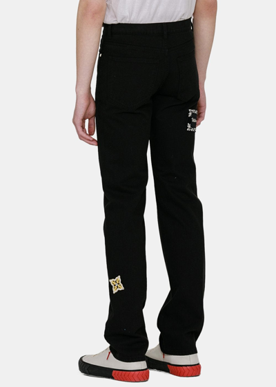 Shop We11 Done We11done Black Patch Straight Jeans