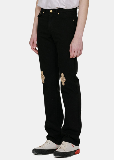 Shop We11 Done We11done Black Patch Straight Jeans