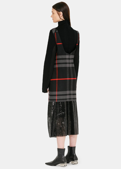 Shop Yang Li Black & Red Check Suspender Skirt