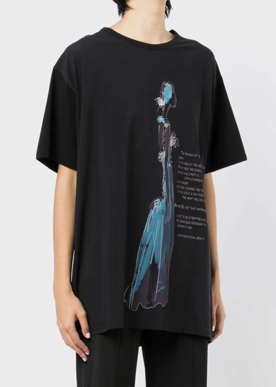 Shop Yohji Yamamoto Black Graphic Print T-shirt