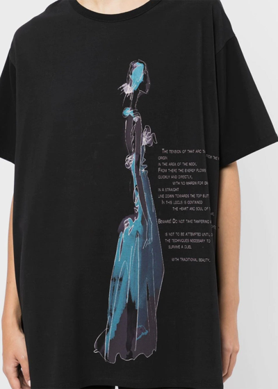 Shop Yohji Yamamoto Black Graphic Print T-shirt