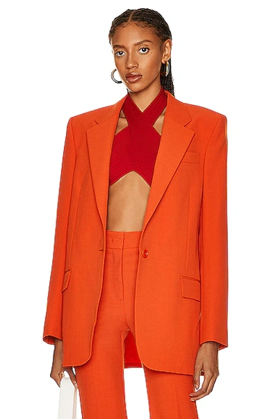 Shop Stella Mccartney Twill Blazer In Tangerine