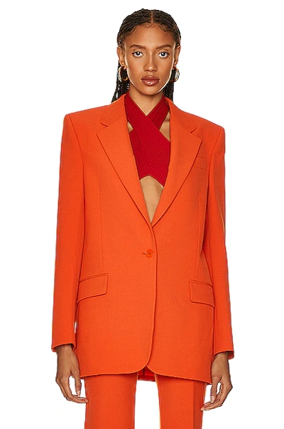 Shop Stella Mccartney Twill Blazer In Tangerine