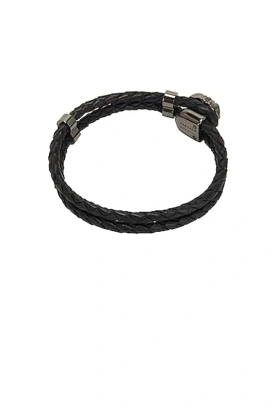 Shop Versace Metallo & Pelle Bracelet In Nero & Rutenio Ultra Black