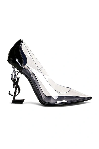 Shop Saint Laurent Opyum Pumps In Nero & Transparent