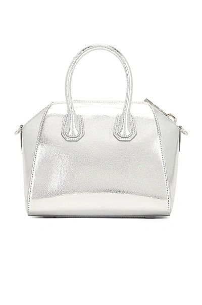 Shop Givenchy Mini Antigona Bag In Silvery