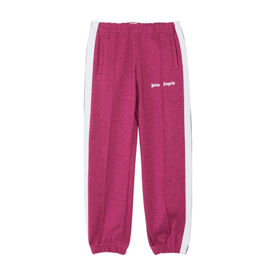 Shop Palm Angels Kids Pink Glittered Jersey Track Pants (4-10 Years) In Fuchsia
