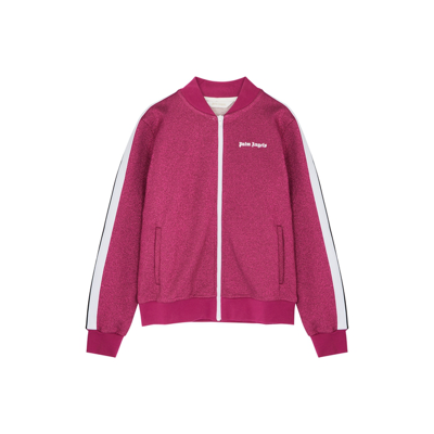 Shop Palm Angels Kids Pink Glittered Jersey Track Jacket (12 Years) In Fuchsia