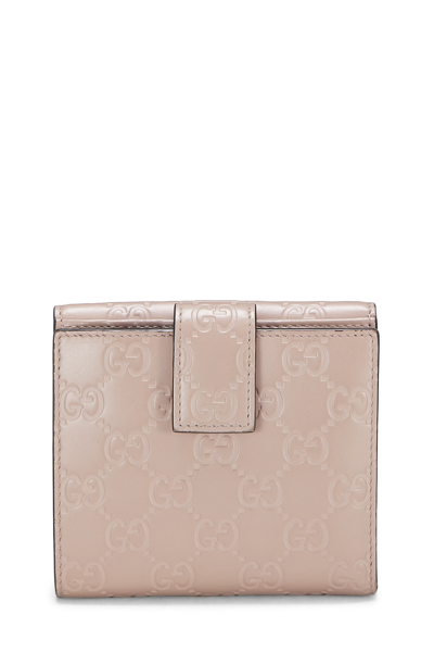 Pre-owned Gucci Pink Ssima Bow Compact Wallet