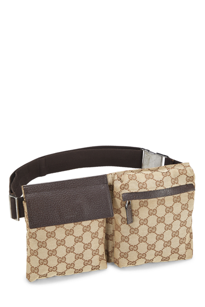 Pre-owned Gucci Original Gg Canvas Double Pocket Waist Pouch