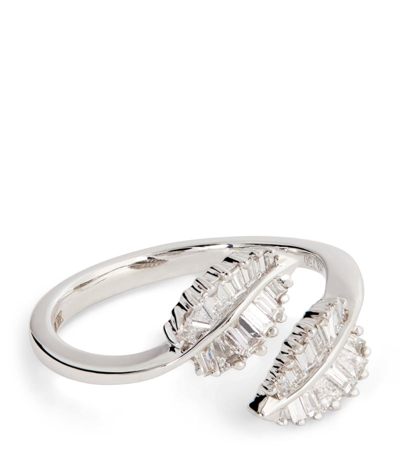 Shop Anita Ko White Gold And Diamond Leaf Ring