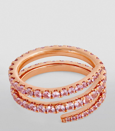 Shop Anita Ko Rose Gold And Pink Sapphire Coil Ring