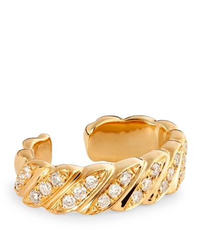 Shop Anita Ko Yellow Gold And Diamond Braided Ear Cuff