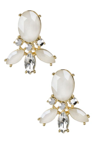 Shop Jardin Multi-shape Crystal Stud Earrings In White/ Gold