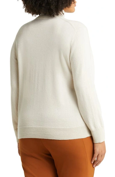 Shop Lafayette 148 Metallic Trim Kindcashmere Turtleneck Sweater In Buff