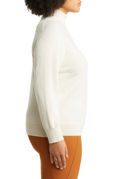 Lafayette 148 Metallic Trim Kindcashmere Turtleneck Sweater In Buff