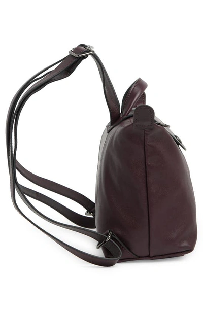 Shop Longchamp Le Pliage Cuir Backpack In Burgundy