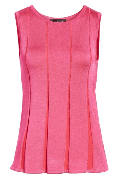 Shop St John Plaited Fit & Flare Sleeveless Sweater In Fuchsia/ Lingonberry