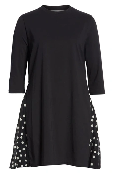 Shop Stella Mccartney Polka Dot Inset Dress In Black