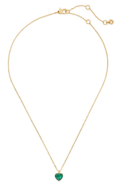 Shop Kate Spade My Love Birthstone Heart Pendant Necklace In Peridot