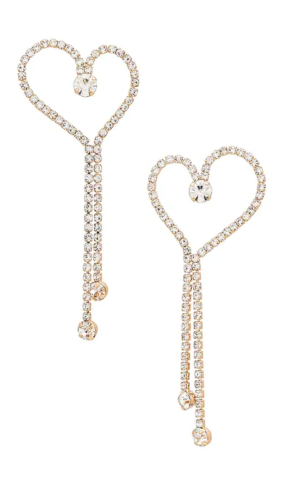 Shop Ettika Crystal Heart Earrings In Metallic Gold