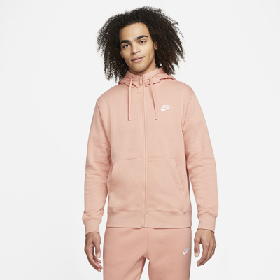 Shop Nike Men's  Sportswear Club Fleece Full-zip Hoodie In Orange