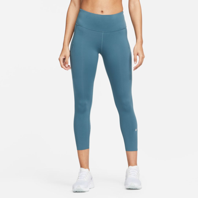 Shop Nike Women's Epic Luxe Mid-rise Crop Pocket Running Leggings In Blue