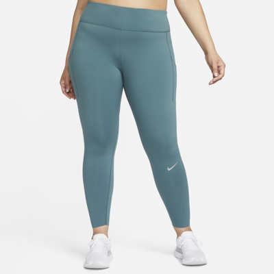Shop Nike Women's Epic Luxe Mid-rise Pocket Running Leggings (plus Size) In Blue