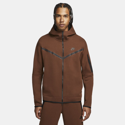 Shop Nike Men's  Sportswear Tech Fleece Full-zip Hoodie In Brown