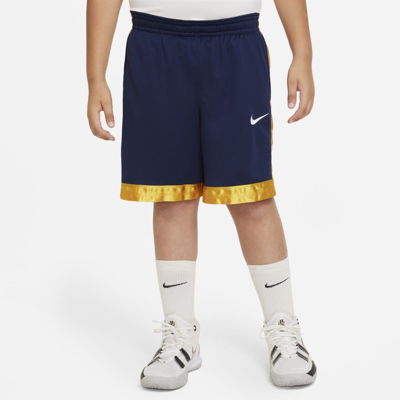 Shop Nike Dri-fit Elite Big Kids' Basketball Shorts (extended Size) In Midnight Navy,white