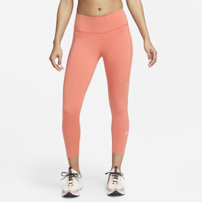 Shop Nike Women's Epic Luxe Mid-rise Crop Pocket Running Leggings In Orange