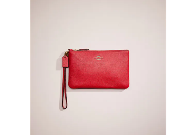 Shop Coach Restored Small Wristlet In Brass/electric Red