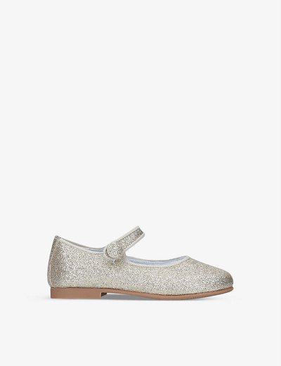 Shop Papouelli Girls Gold Kids Glittery Leather Shoes 4-7 Years