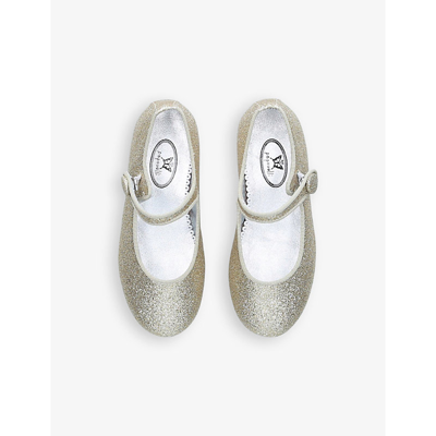 Shop Papouelli Girls Gold Kids Glittery Leather Shoes 4-7 Years