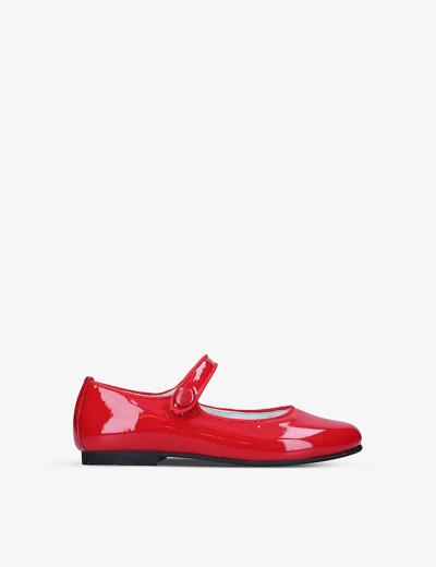 Shop Papouelli Girls Red Kids Angelica Patent-leather Shoes 7-8 Years