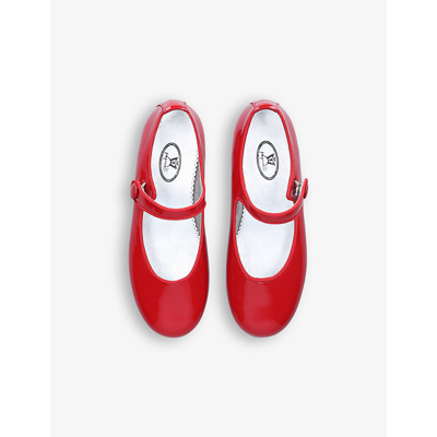 Shop Papouelli Girls Red Kids Angelica Patent-leather Shoes 7-8 Years