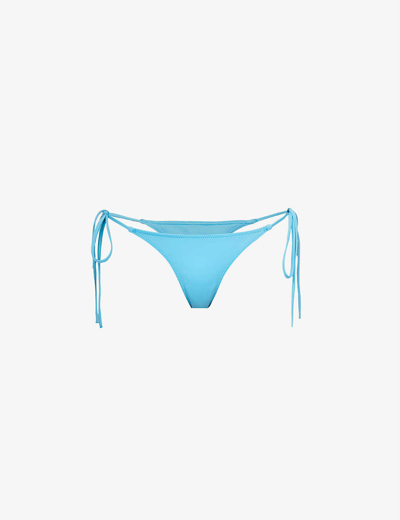 Shop Adanola Tie-side High-rise Bikini Bottoms In Ocean Blue