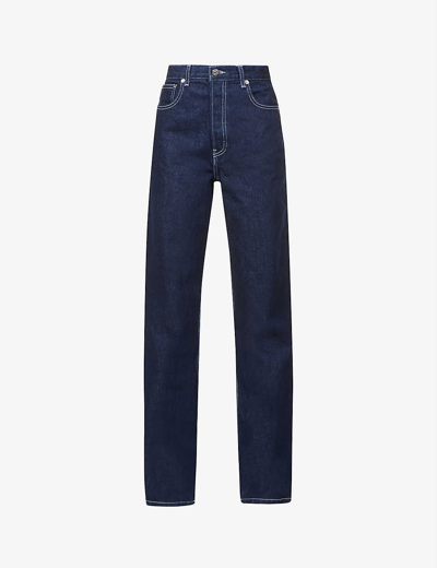 Shop Eb Denim Regular-fit High-rise Straight-leg Jeans In Midnight