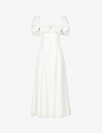 Shop House Of Cb Women's White Tallulah Puffed-sleeve Woven Midi Dress