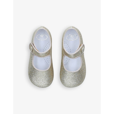 Shop Papouelli Gold Catalina Glitter-embellished Woven Shoes 6 Months - 4 Years