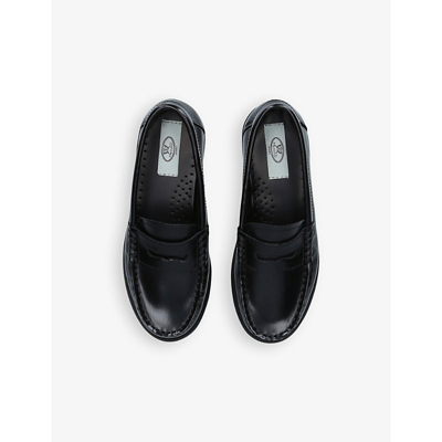 Shop Papouelli Girls Black Kids London Leather Loafer Shoes 6-7 Years
