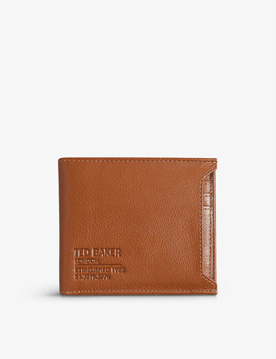 Shop Ted Baker Mens Tan Steven Logo-embossed Leather Wallet And Card Holder Set