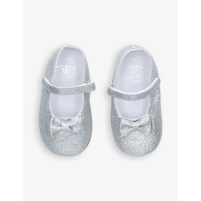 Shop Papouelli Baby Bowie Bow-embellished Woven Shoes 6 Months - 1 Year In Silver