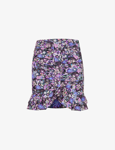 Shop Isabel Marant Milendi Floral-print Silk-blend Mini Skirt In Ultra Violet