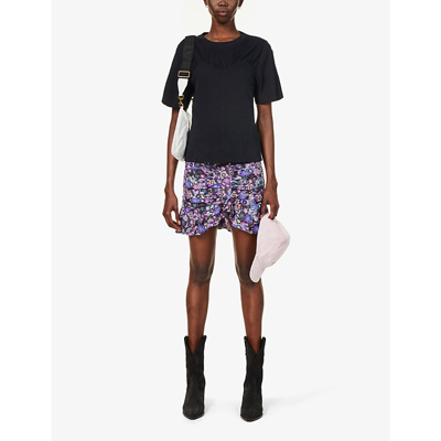 Shop Isabel Marant Milendi Floral-print Silk-blend Mini Skirt In Ultra Violet
