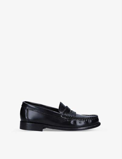 Shop Papouelli Girls Black Kids London Leather Loafer School Shoes 7-8 Years