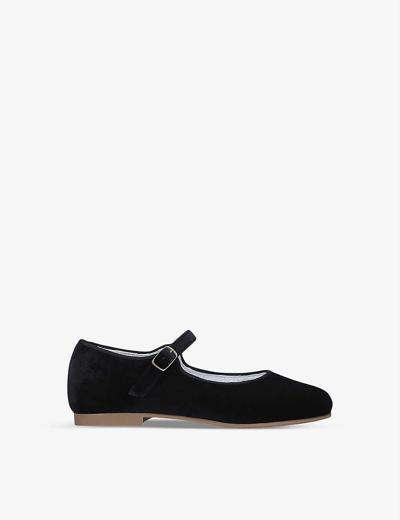 Shop Papouelli Avery Round-toe Velvet Shoes 4-7 Years In Black