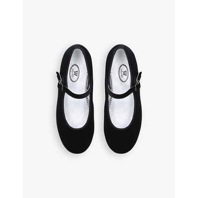 Shop Papouelli Avery Round-toe Velvet Shoes 4-7 Years In Black