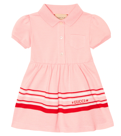 Ondenkbaar koffie Afwijzen Gucci Babies' Stripe Logo-embroidered Cotton-pique Polo Dress 3-36 Months  In Pink | ModeSens