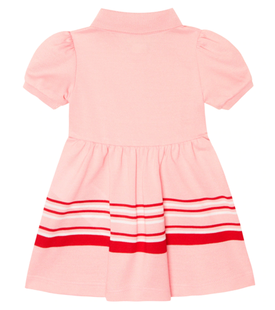 Shop Gucci Baby Logo Cotton Piqué Polo Dress In Pink/mix